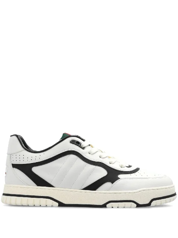 Athletic shoes with bright tones -GUCCI Re-Web Colorblock Leather Sneakers