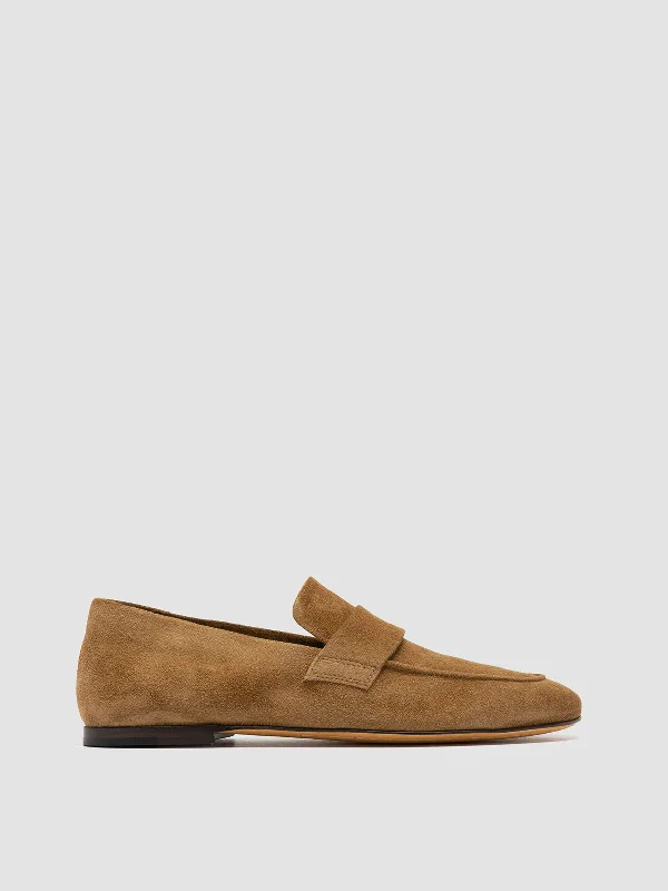 Breathable loafers for dry trips-BLAIR 001 - Brown Suede Loafers