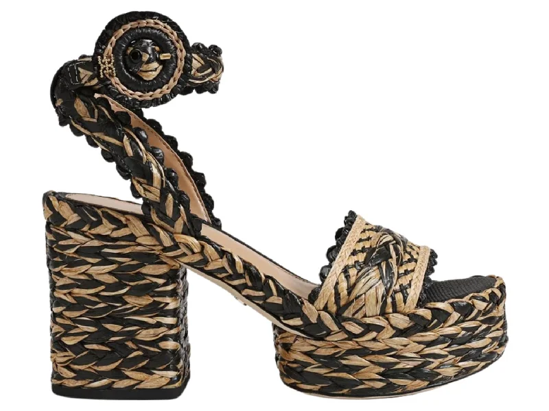 High heels for rainy dusk dinners -Sam Edelman: Iliana in Black & Natural Raffia