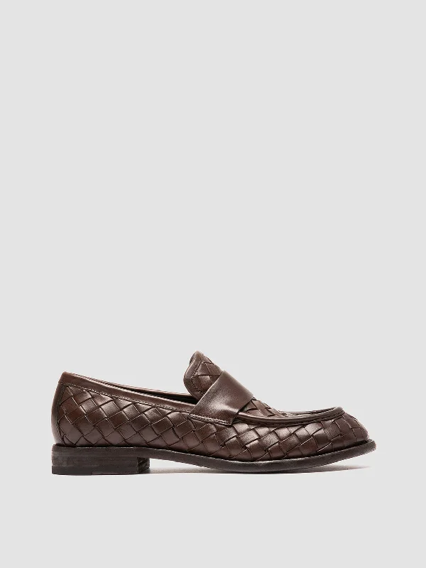 Trendy loafers for fall strolls-RUGGED 008 - Brown Leather Penny Loafers