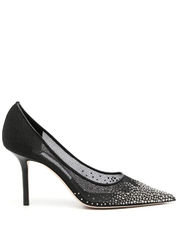 High heels with bold sole overlays -JIMMY CHOO Love 85 Crystal Embellished Pumps